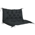 2 Seater Garden Bench Cushion with Ties, Padded Polyester - Black