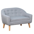 2 Seater Toddler Chair with Wood Frame and Linen Upholstery - Grey