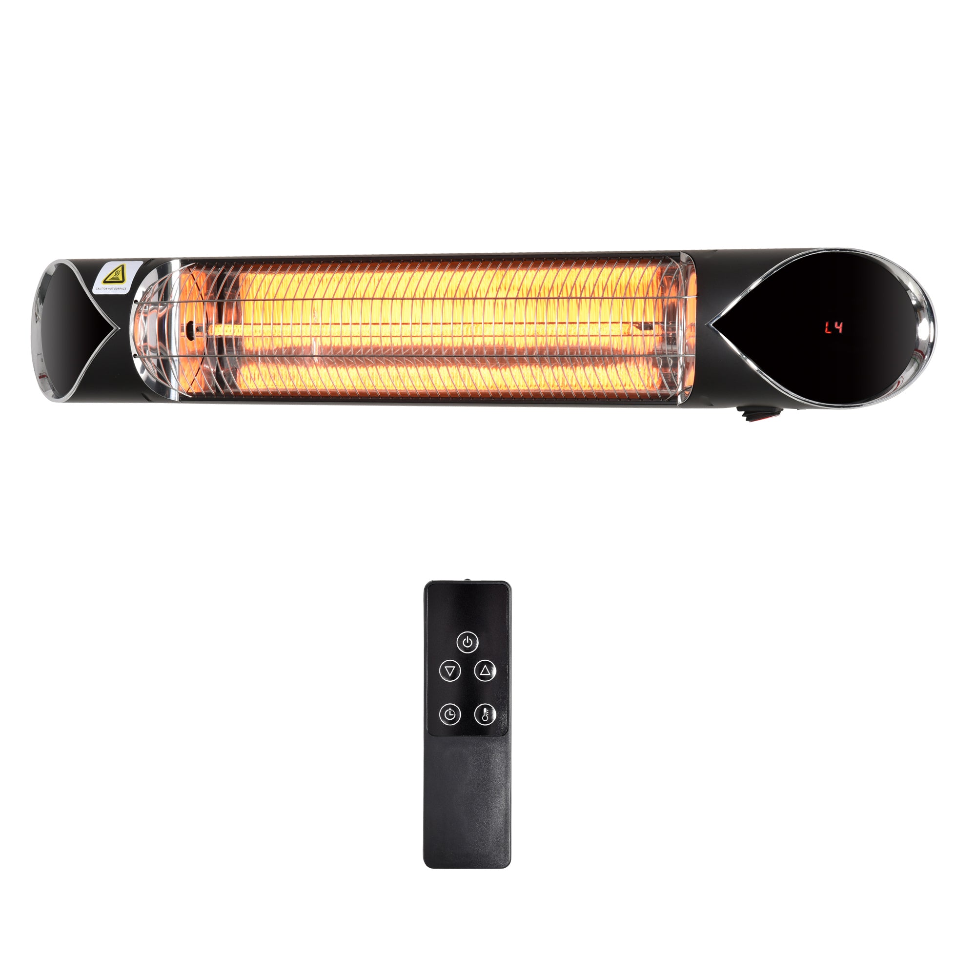 2000W Electric Infrared Patio Heater Wall Mounted Carbon Fibre Heater with Remote Control, 4 Heat Settings, 24-Hour Timer, Black