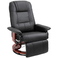 Manual Recliner Armchair Sofa with Faux Leather Upholstered Wooden Base for Living Room Bedroom - Black