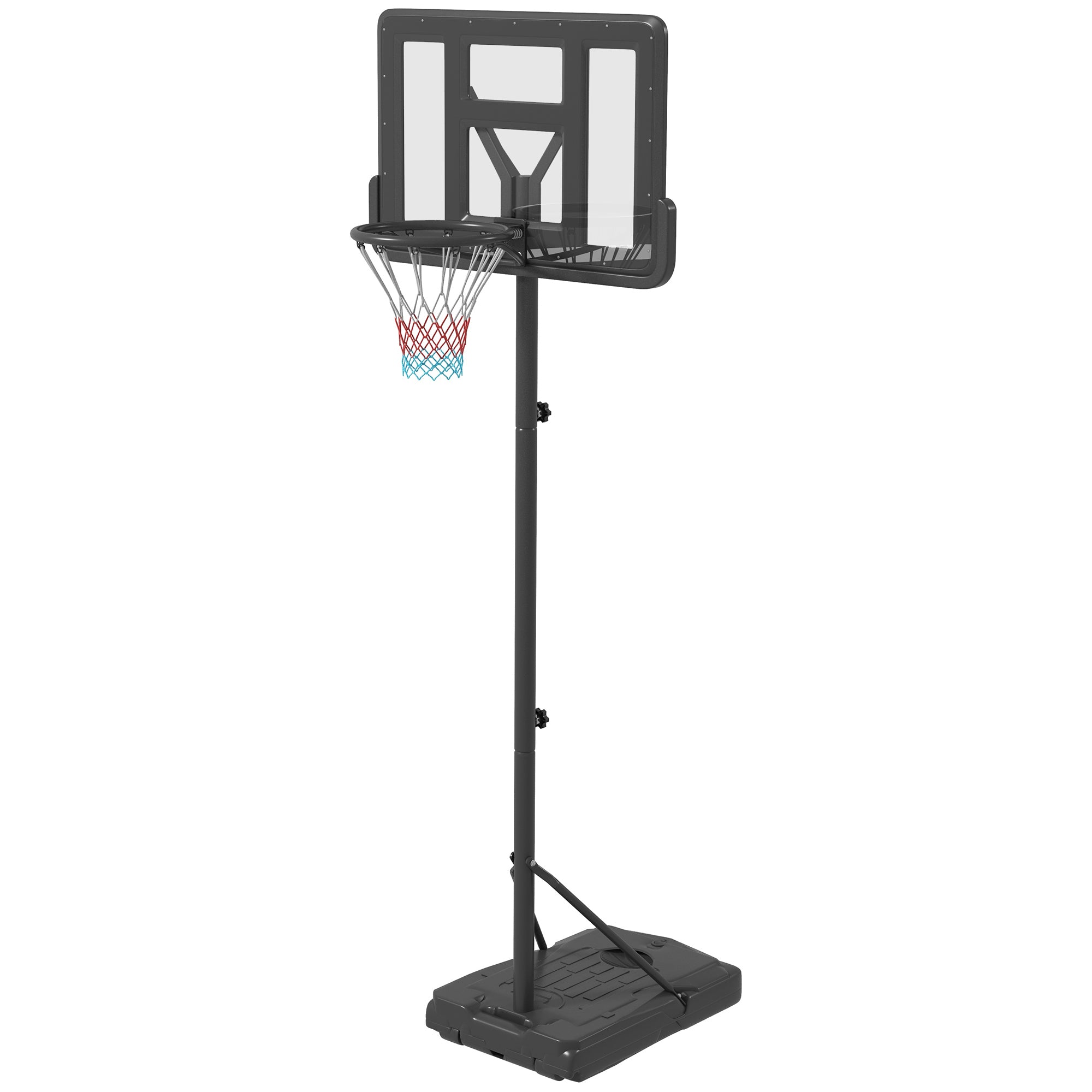 Height Adjustable Basketball Stand Net Set System, Free standing Basketball Hoop and Stand with Wheels, 200-305cm, Black