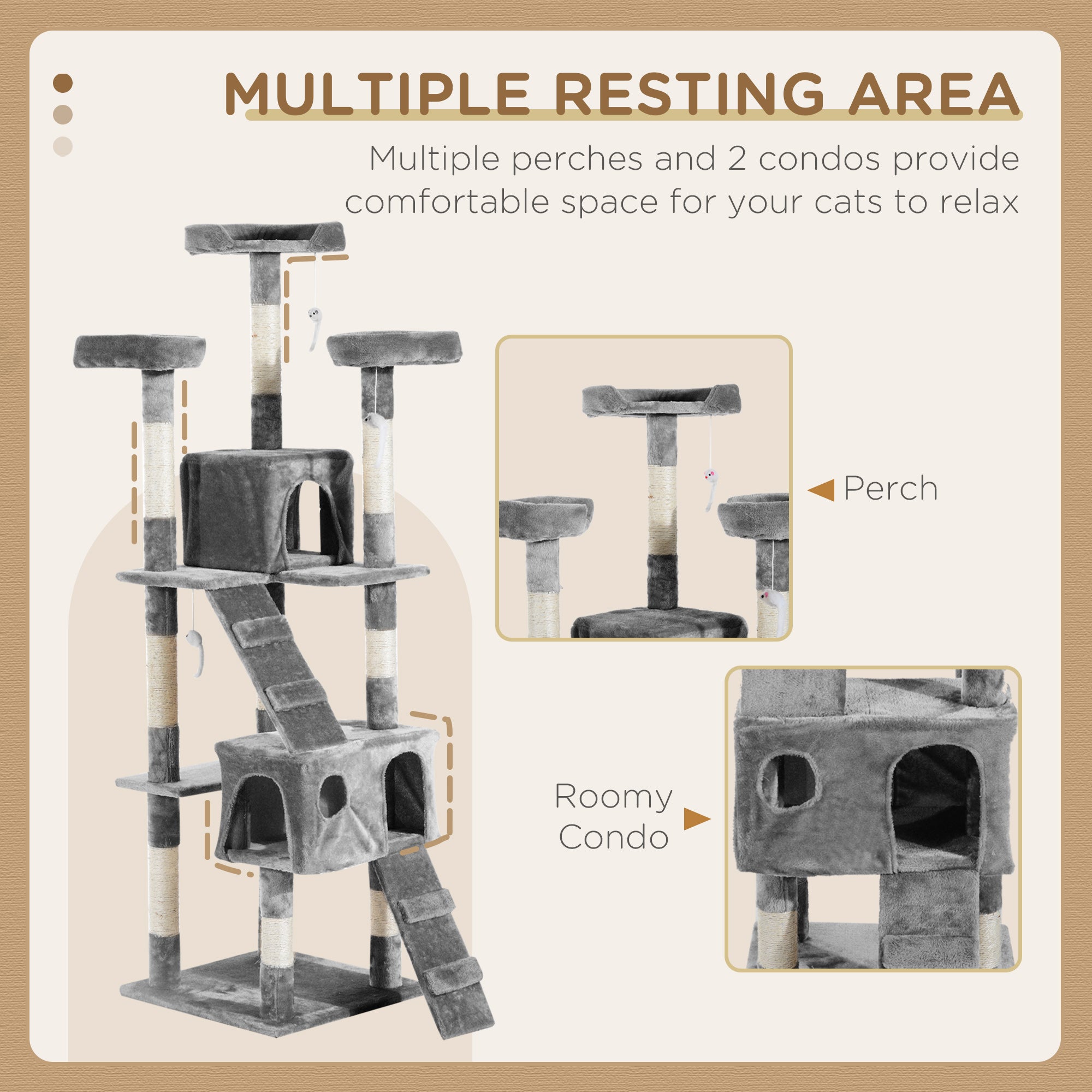 Cat Tree for Indoor Cats Kitten Kitty Scratching Scratcher Post Climbing Tower Activity Centre House Grey