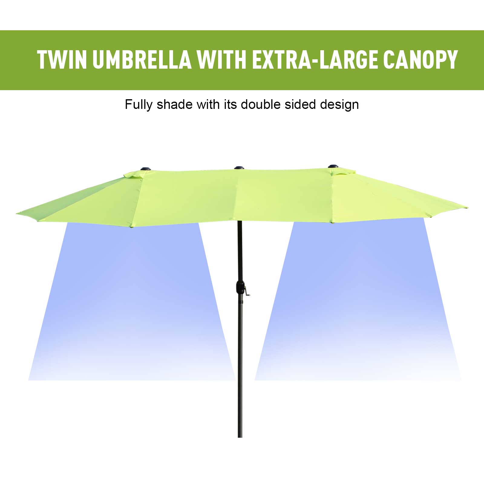 4.6m Garden Parasol Double-Sided Sun Umbrella Patio Market Shelter Canopy Shade Outdoor Grass Green - NO BASE