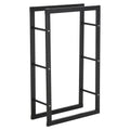 Tall Metal Firewood Log Holder Rack 60W x 25D x 100H cm with Rust-Resistant Finish - Black