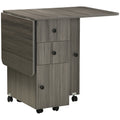 Folding Extendable Dining Table for 4-6 with Storage Drawers, Cabinet & Wheels - Grey