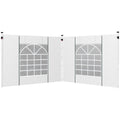 Set of 2 Gazebo Side Panels with Windows and Zipped Doors for 3x3m or 3x6m Canopy - White