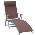 Foldable Patio Sun Lounger Chair with Pillow and Adjustable Recliner - Brown