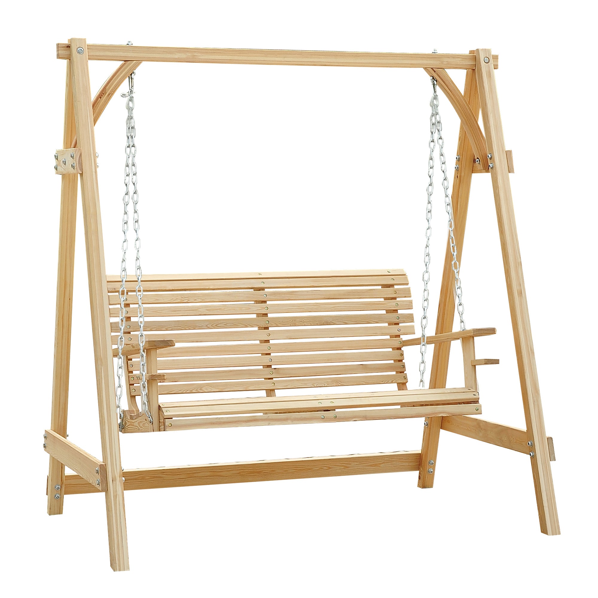 2-Seater Larch Wood Swing Chair Bench