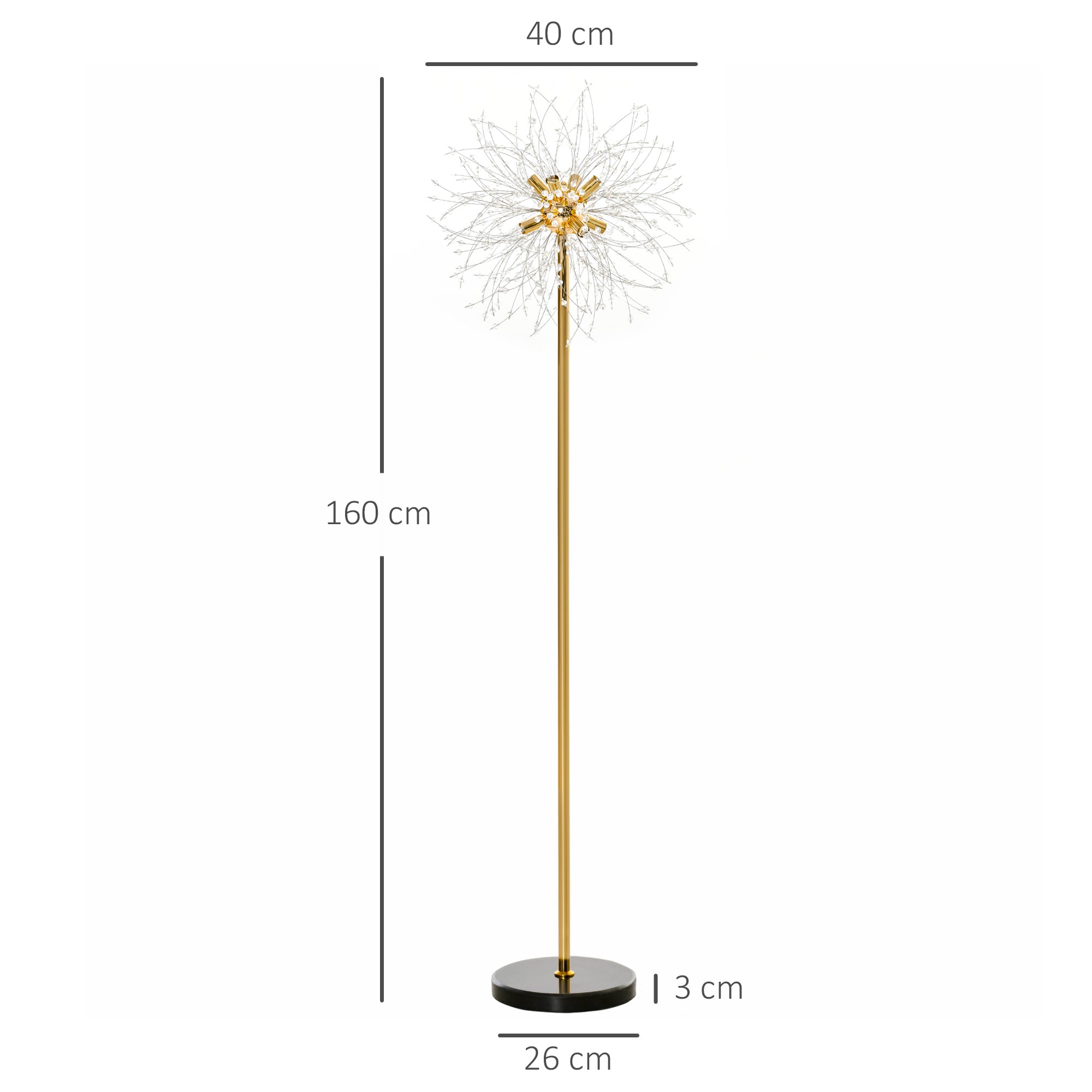 Modern Tall Floor Lamp with Dandelion Lampshade for Living Room - Gold Tone