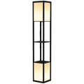 Modern Shelf Floor Lamp with Dual Ambient Lighting, 156cm Standing Lamp for Living Room & Bedroom - Black