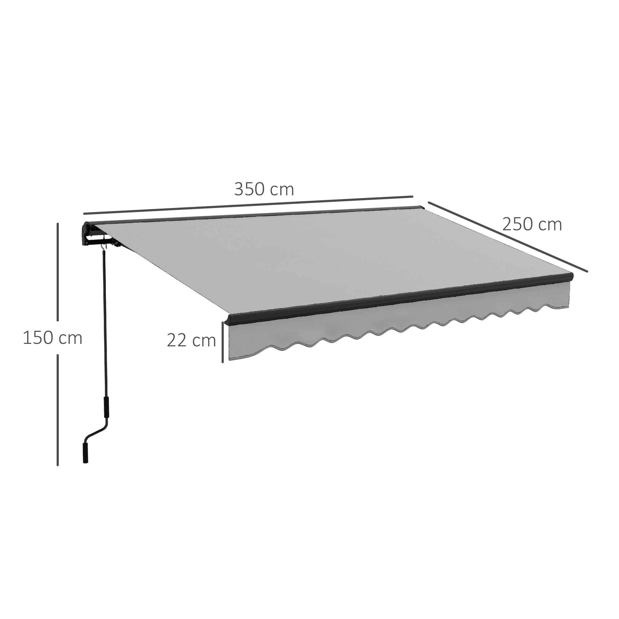 3.5 x 2.5m Aluminium Frame Electric Awning, Retractable Awning Sun Canopies for Patio Door Window, Light Grey