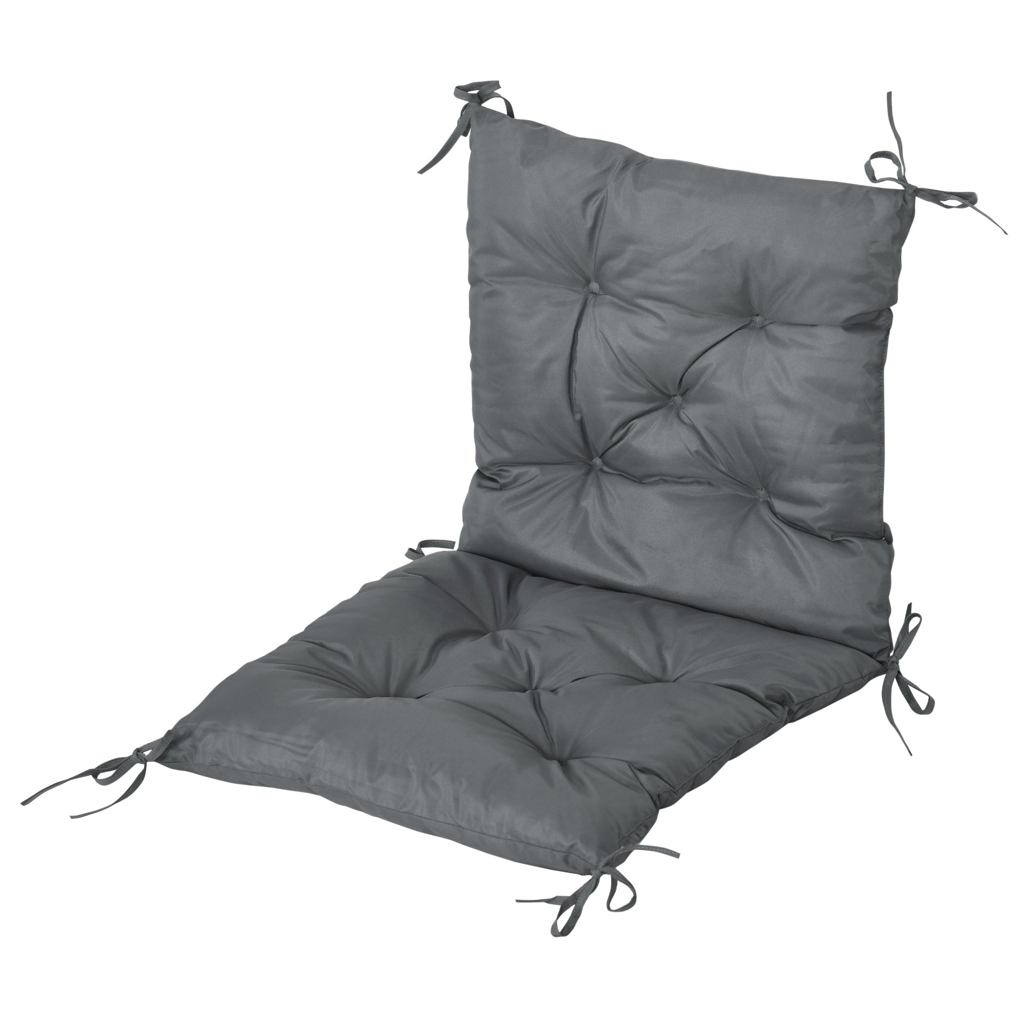 Set of 2 Outdoor Seat Cushions with Backrest, Water Resistant - Grey