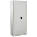 Cool Rolled Steel Tall Lockable Office Filing Cabinet 2 Doors 4 Adjustable Shelves - Cream White