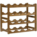 Free Standing Bamboo Wine Rack 16 Bottles 4-Tier Water Bottle Organizer - Brown