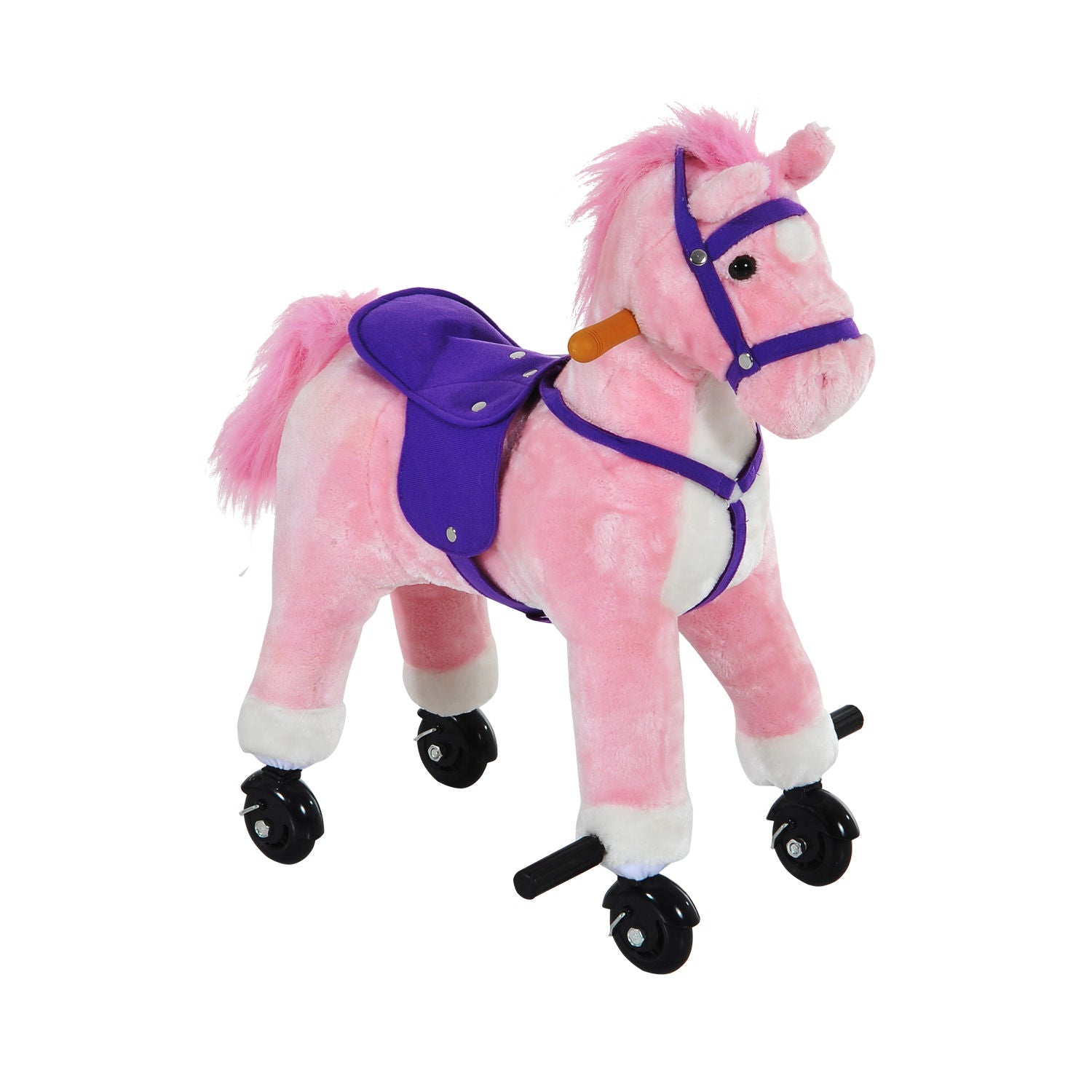 Rocking Horse W/Rolling Wheels and Sound-Pink