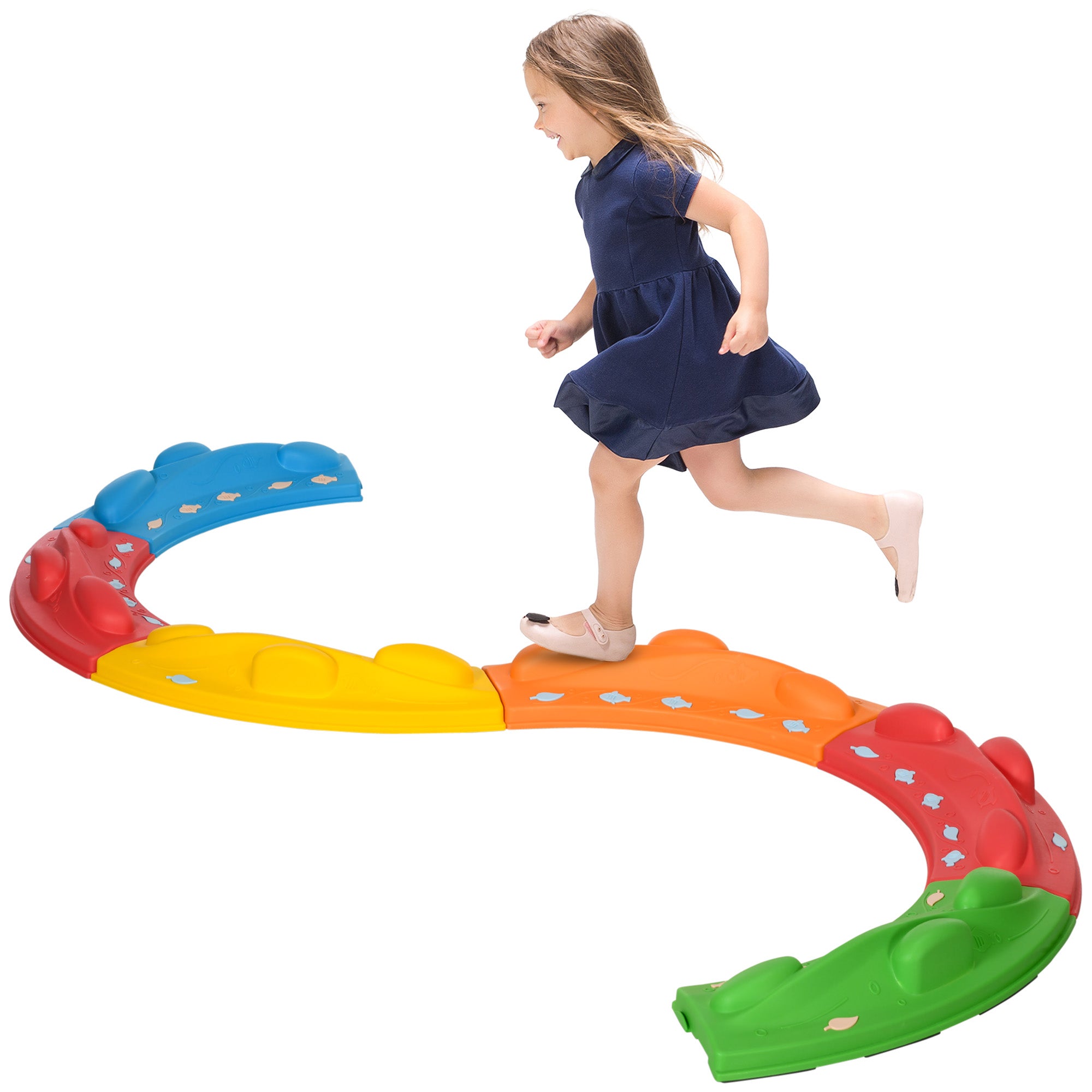 Kids Balance Beam, Kids 6 Pieces Stepping Stones Obstacle Course, for Ages 3-8 Years - Multicoloured