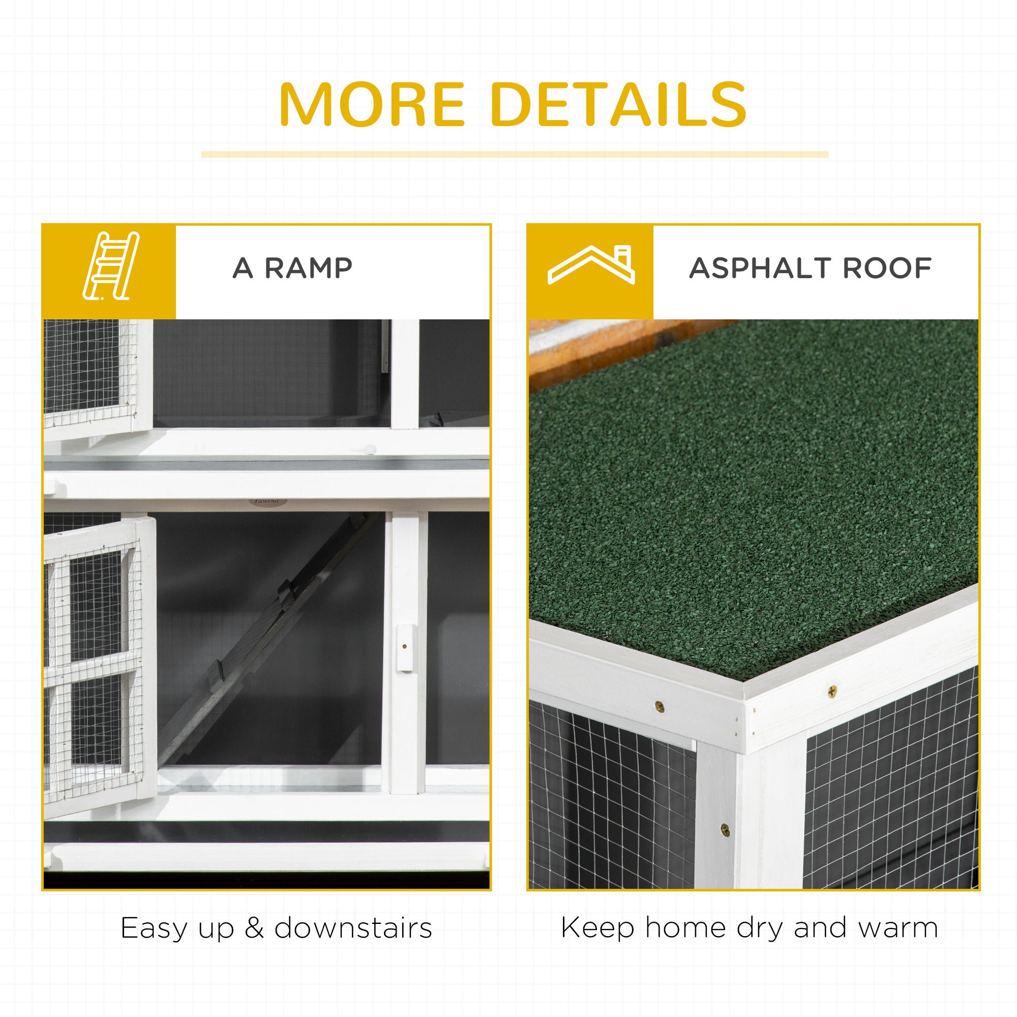 Wooden Rabbit Hutch with Wheels, Guinea Pig Cage, Small Animal House for Outdoor & Indoor with Slide-out Trays, 119 x 50.5 x 109cm, Grey