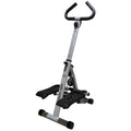 Foldable Stepper Fitness Machine with Handle and Non-Slip Pedals - Grey