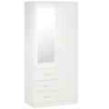 Modern 2 Door Mirror Wardrobe with Adjustable Shelves & 3 Drawers 80x50x180cm - White