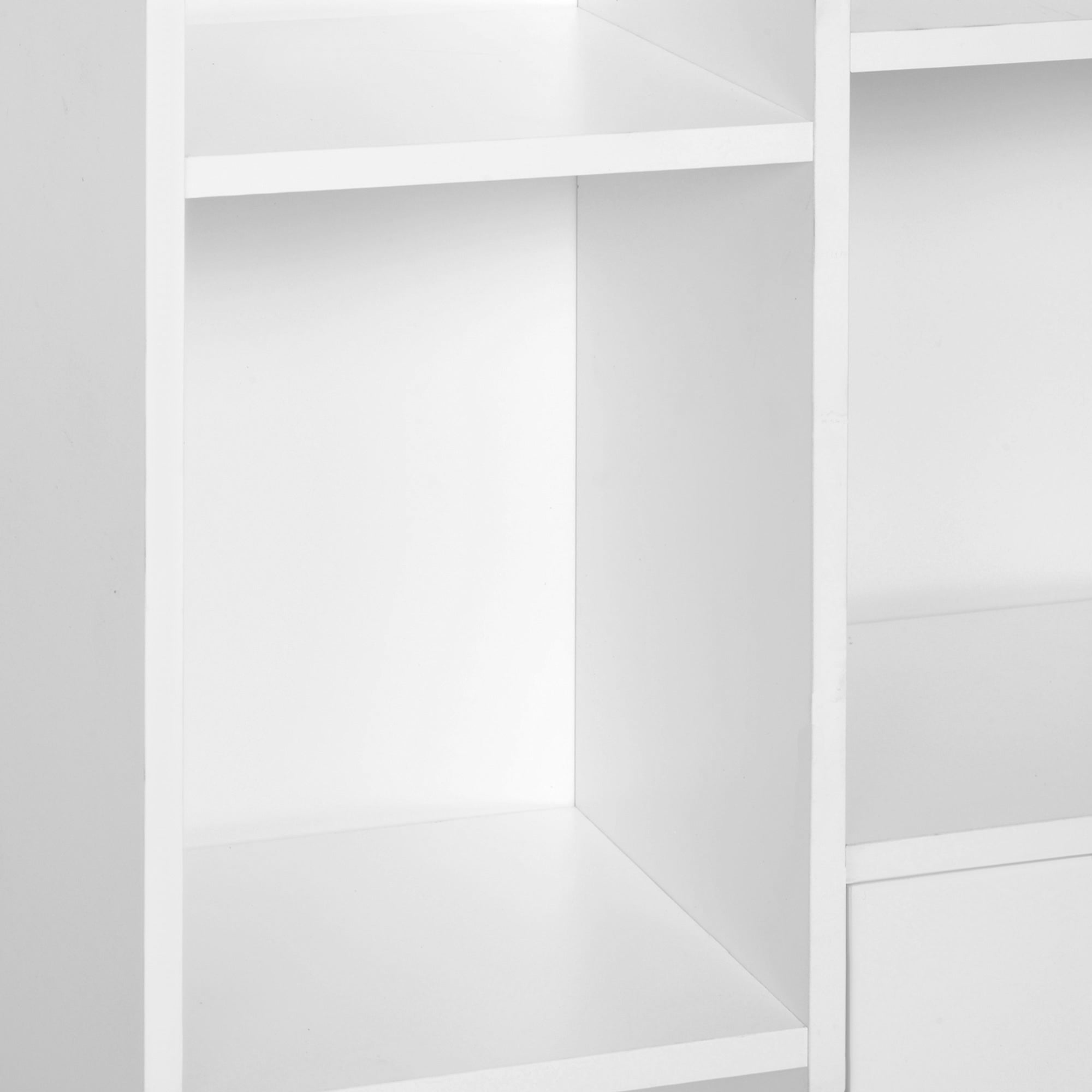 Open Bookcase Storage Cabinet Shelves Unit Free Standing w/ Two Doors Wooden Display White