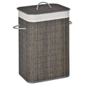 Collapsible Laundry Basket with Flip Lid, String Handles, Removable Lining & Water-Resistant Base - Grey