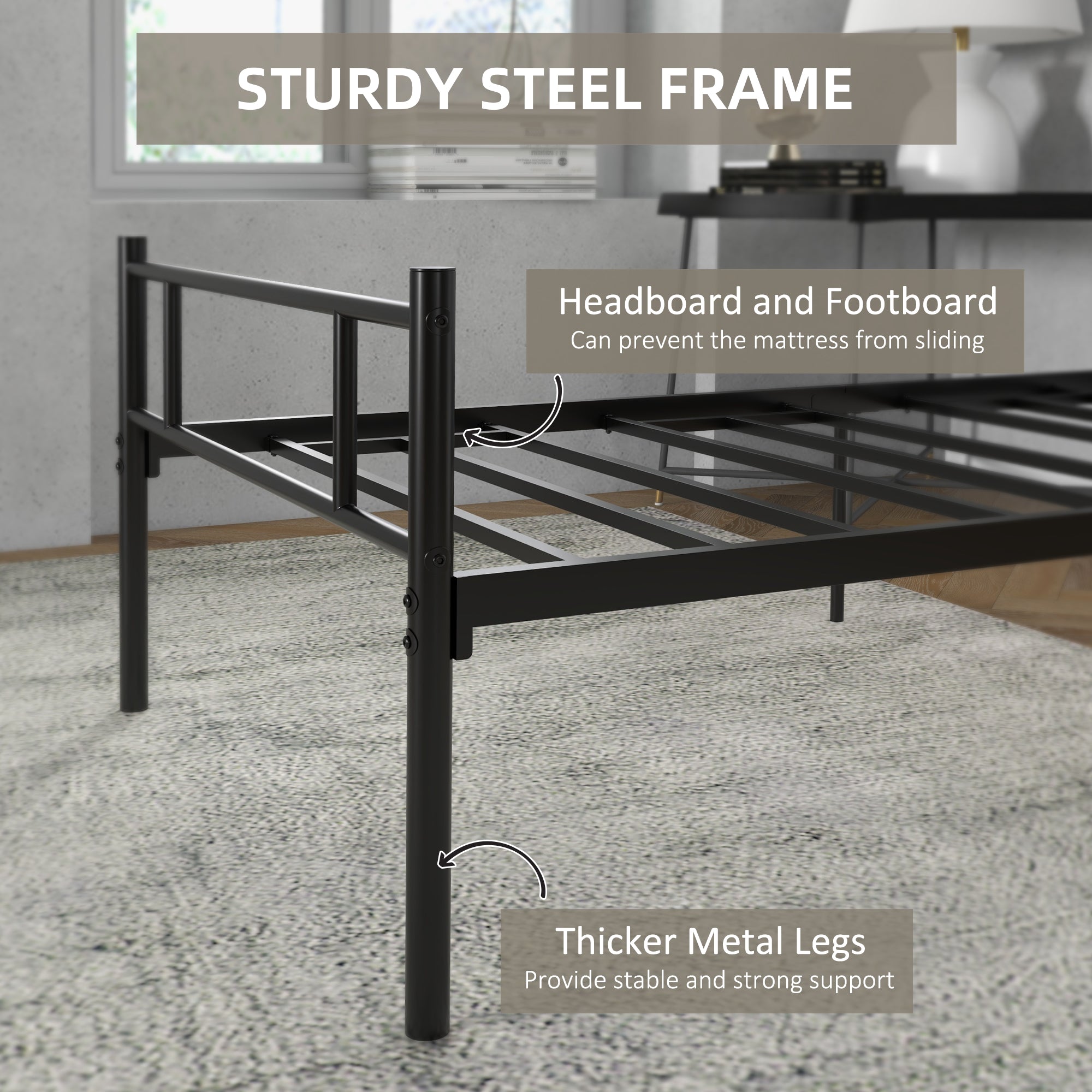 Direct Home Furniture Basics Single Metal Bed Frame Black