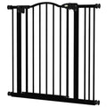 Adjustable Metal Pet Gate Safety Barrier 74-87cm with Auto-Close Door - Black
