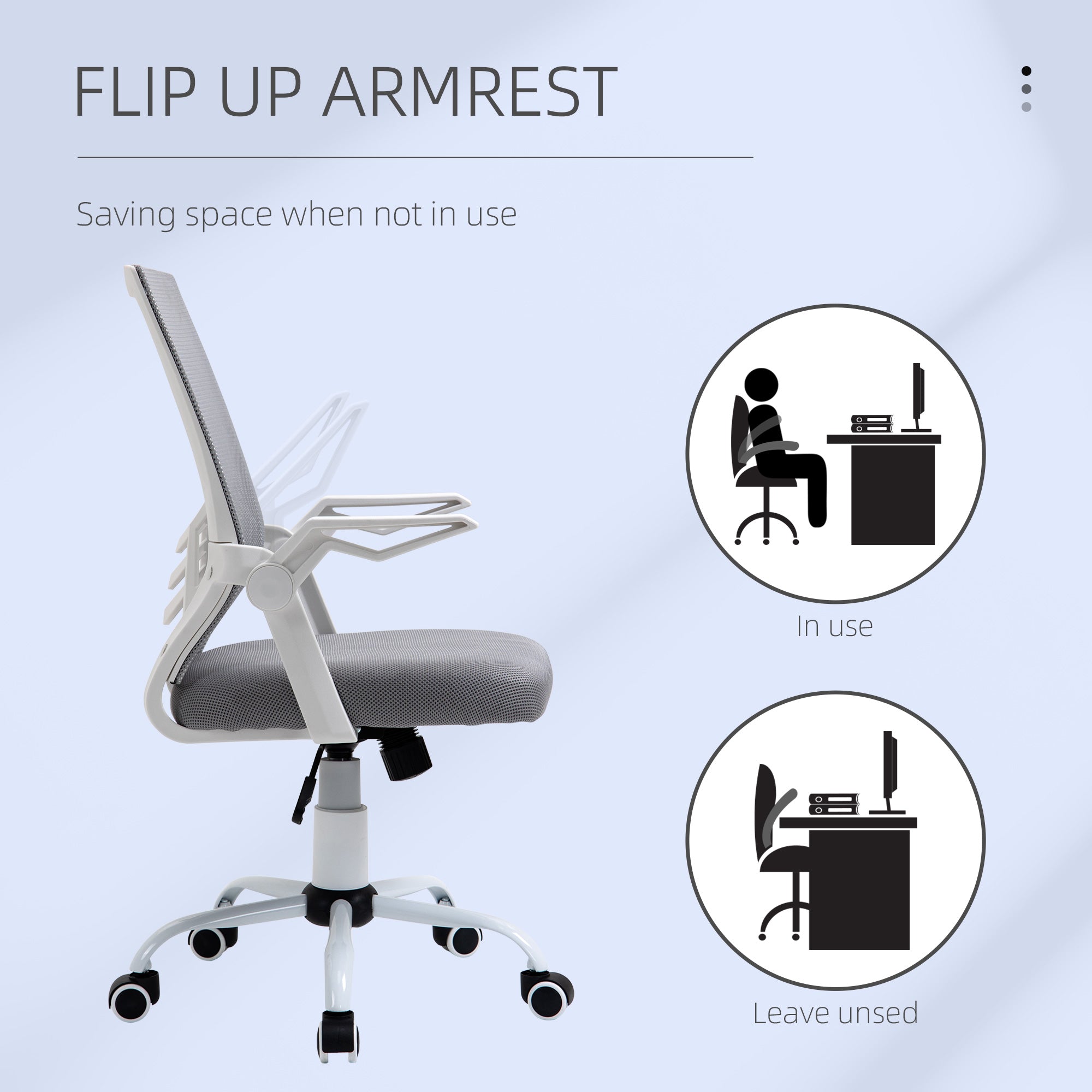 Mesh Office Chair Swivel Task Computer Desk Chair for Home with Lumbar Back Support, Adjustable Height, Flip-Up Arm, Grey