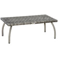 Rattan Coffee Table 90x50x35 cm All-Weather Durable - Grey