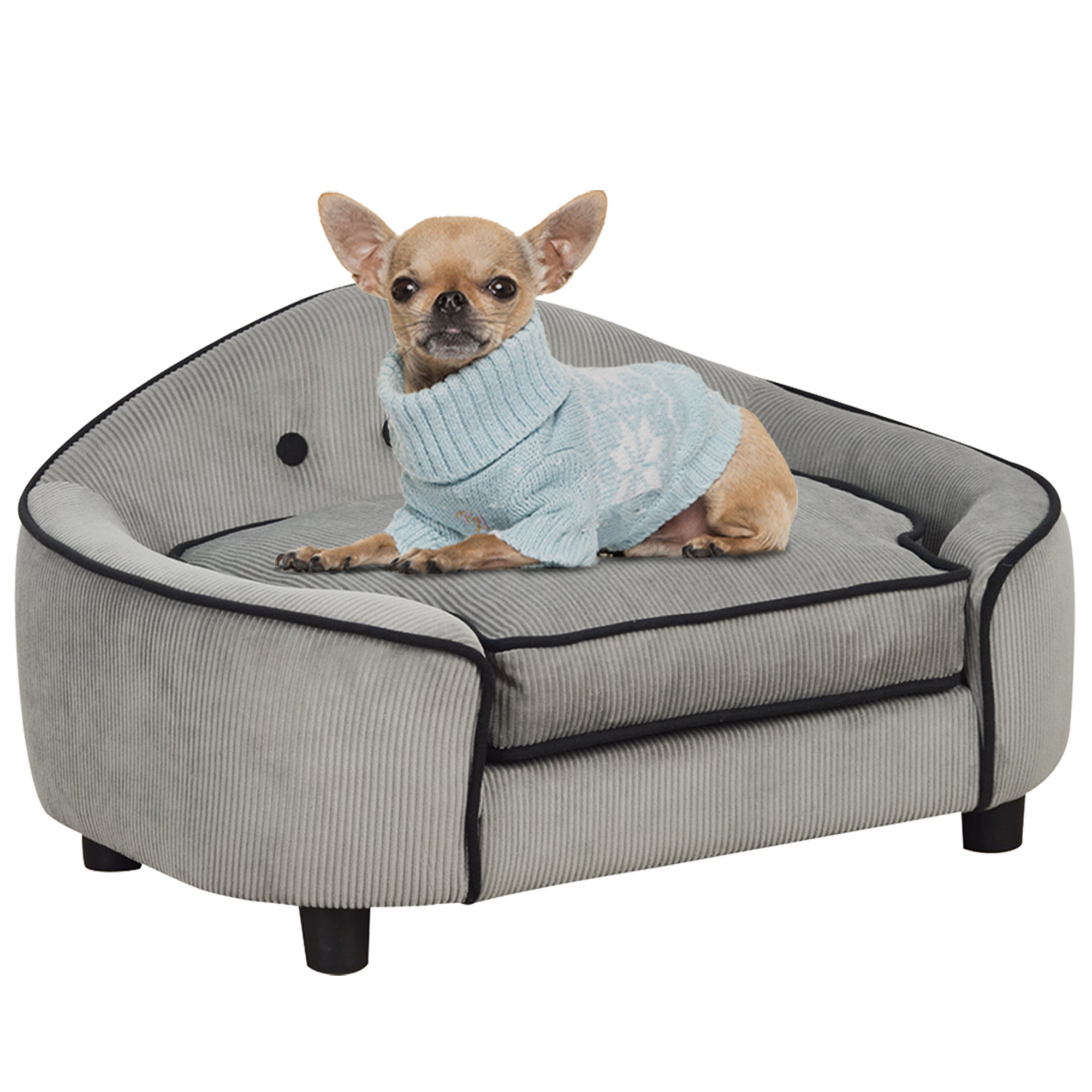 Pet Sofa Dog Bed Couch Cat Kitten Sponge Removable Cushion Lounge Grey 66.5 x 45 x 35.5 cm