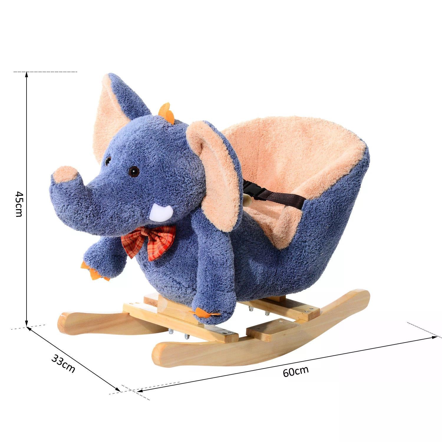 Children Kids Rocking Horse Toys Plush Elephant Rocker Seat with Sound Toddler Baby Gift Blue