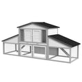 Large Outdoor Rabbit Hutch with Run, Tray & Ramp - Light Grey