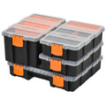 4-Pack Tool & Hardware Storage Boxes with Size Variety - Black/Orange