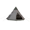 6 Men Camping Tipi Tent with Mesh Windows and Zipped Doors - Green Grey
