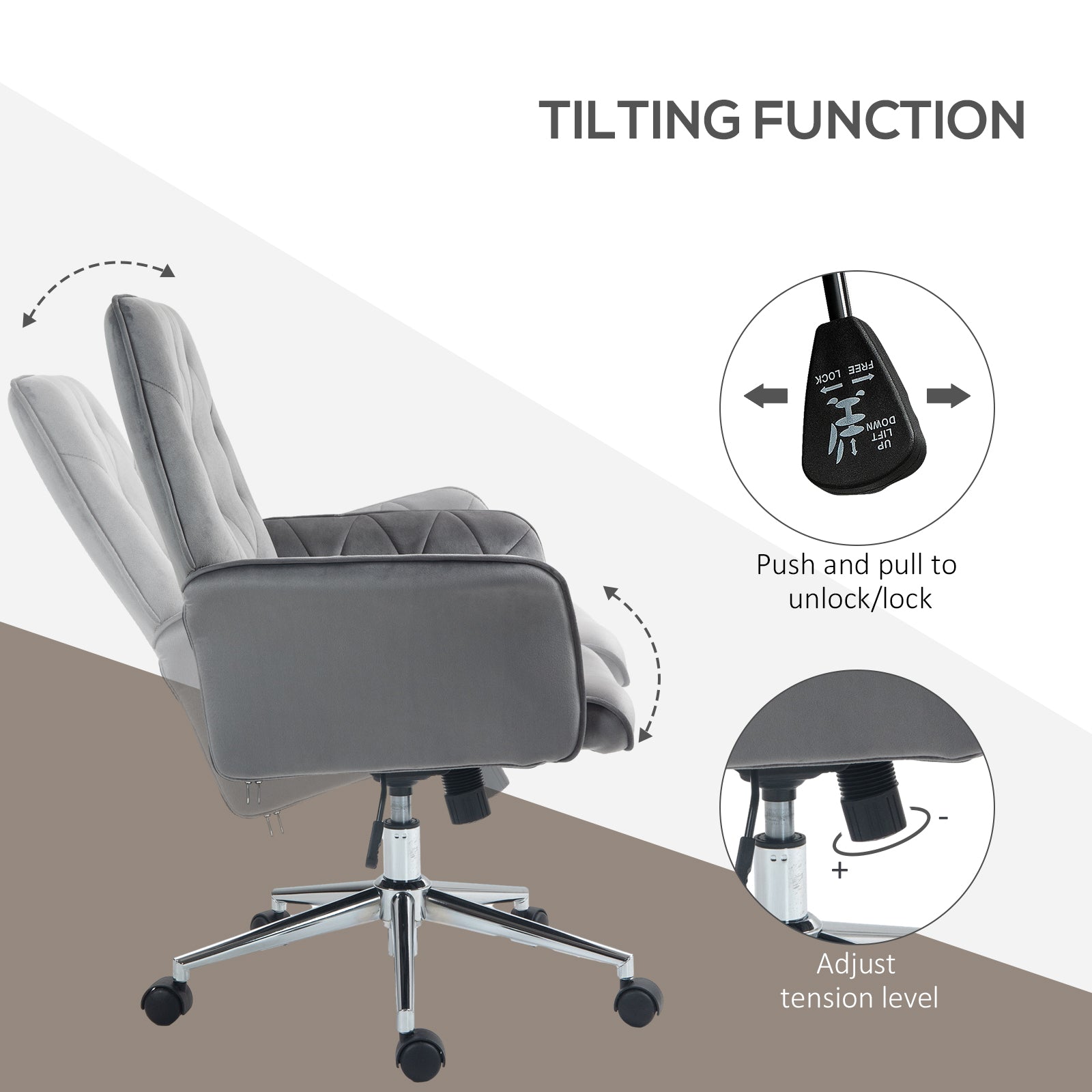 Linen Computer Chair with Armrest, Modern Swivel Chair with Adjustable Height, Dark Grey