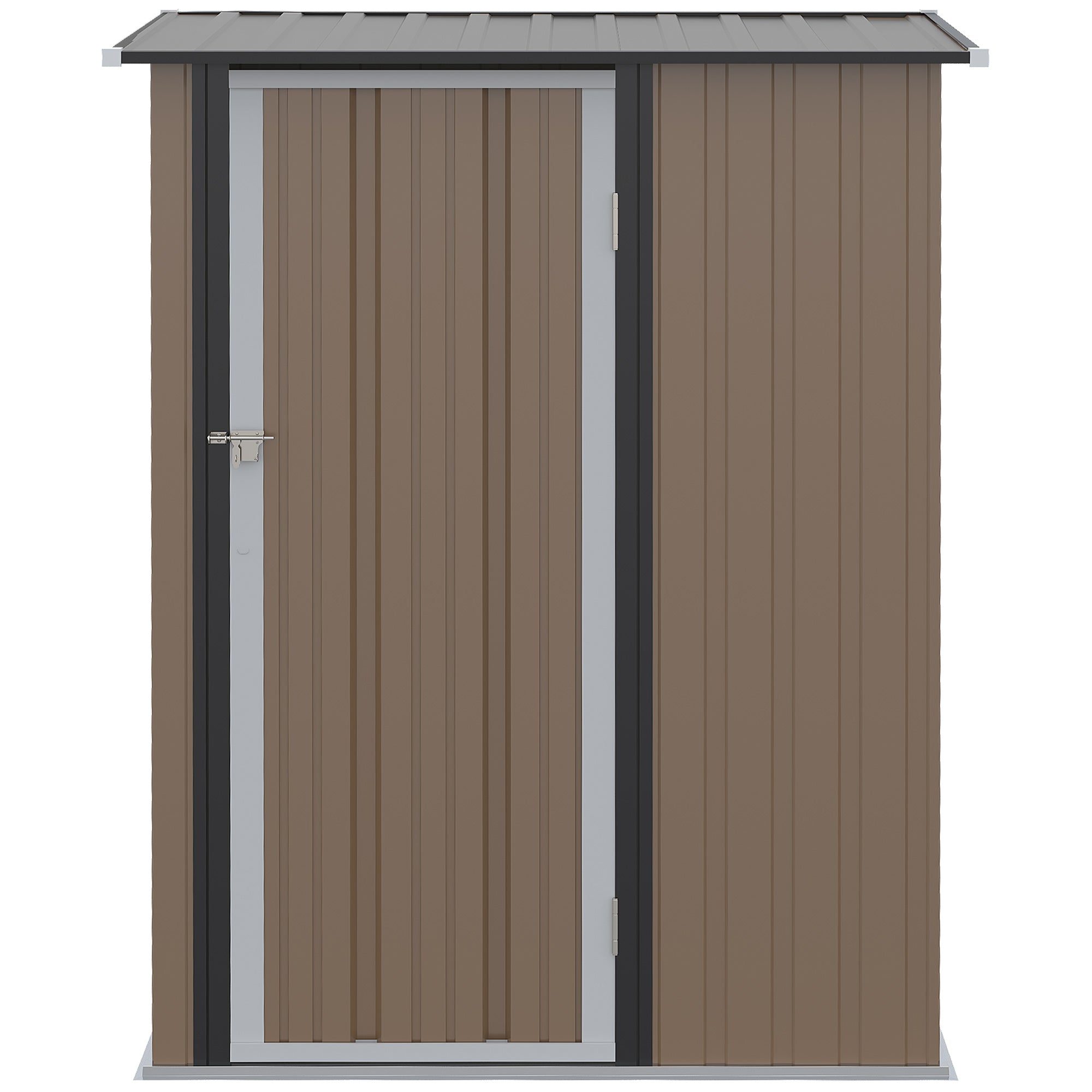 5ft x 3ft Garden Metal Storage Shed, Outdoor Tool Shed with Sloped Roof, Lockable Door for Equipment, Bikes, Brown