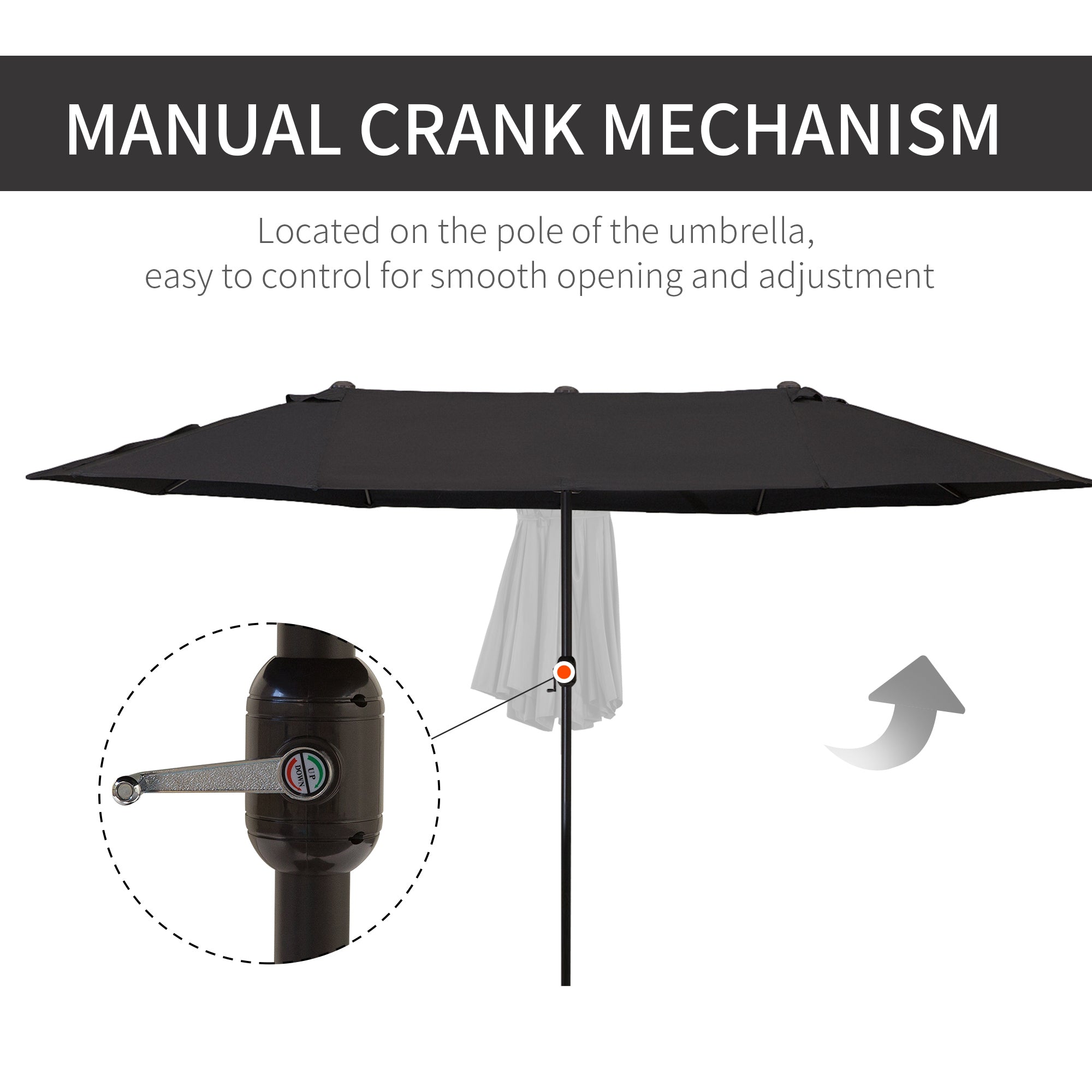 4.6m Double-Sided Patio Parasol Sun Umbrella-Black