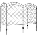 Set of 4 Steel Decorative Outdoor Picket Fence Panels 3.5m Length - Black