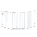 3-Panel Pet Safety Gate with Walk-Through Door for Playpen, Fireplace, Stairs, Room Divider - White