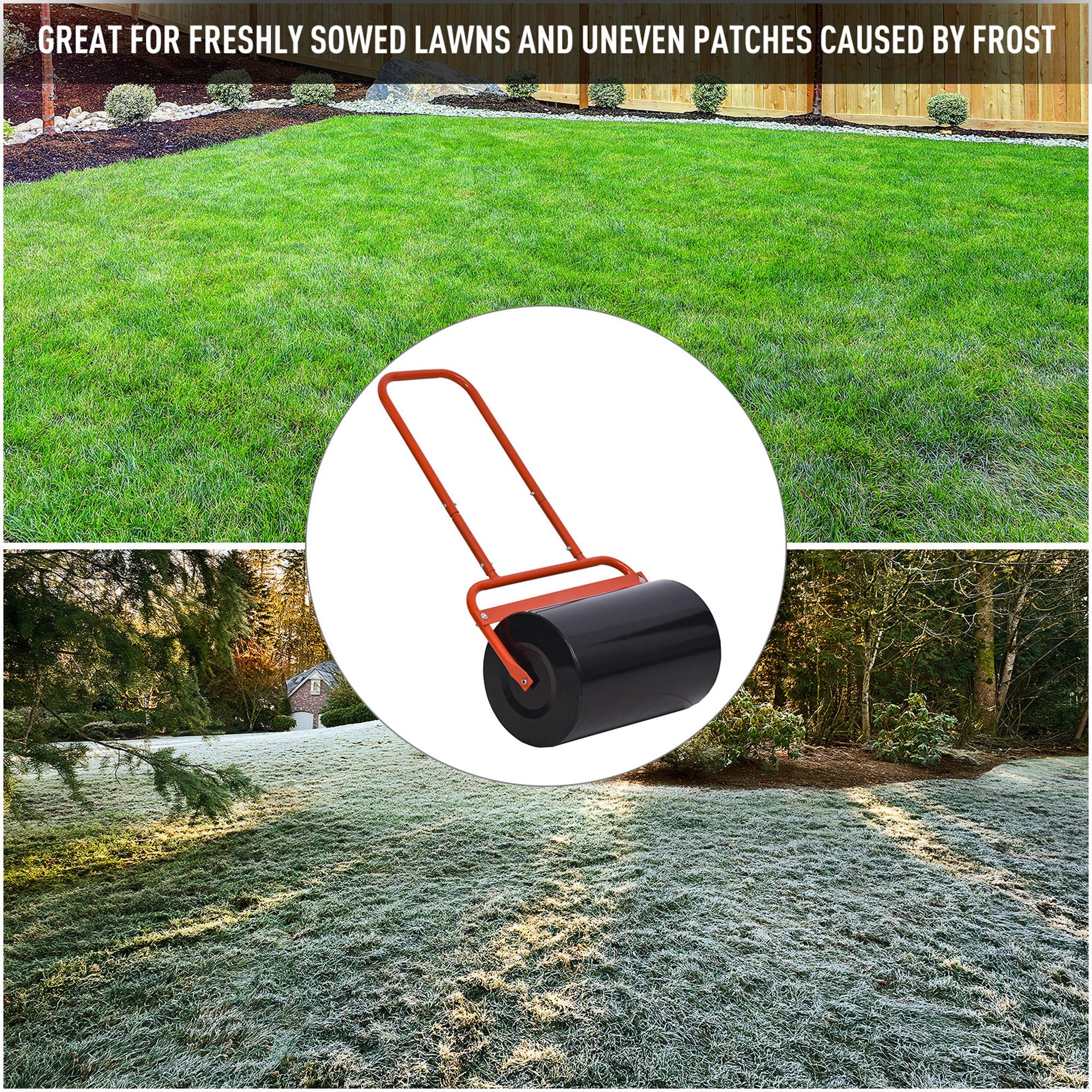 Combination Push/Tow Lawn Roller Filled with 38L Sand (62kg) or Water, Perfect for the Garden, Backyard ?32 x 50cm Roller