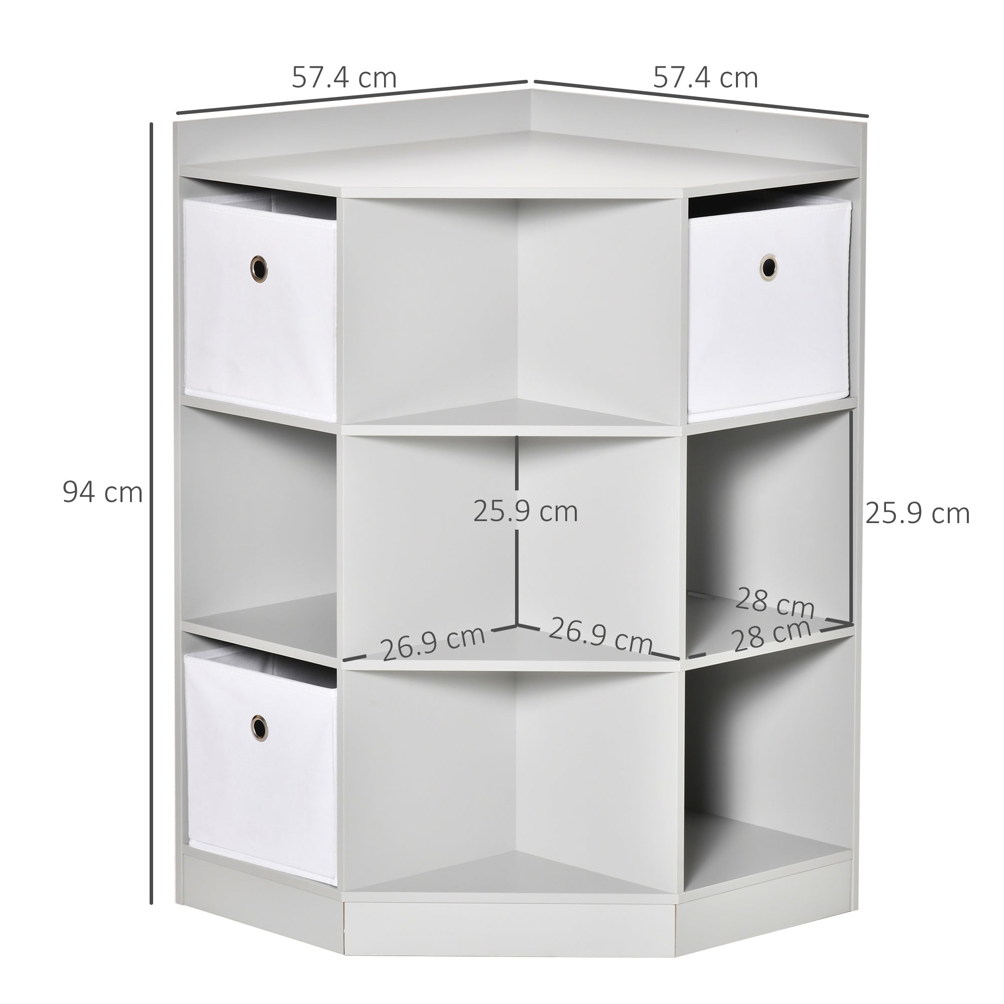 Kids Corner Storage Cabinet with Drawers and Anti-Tipping Hardware for Playroom or Bedroom - Grey