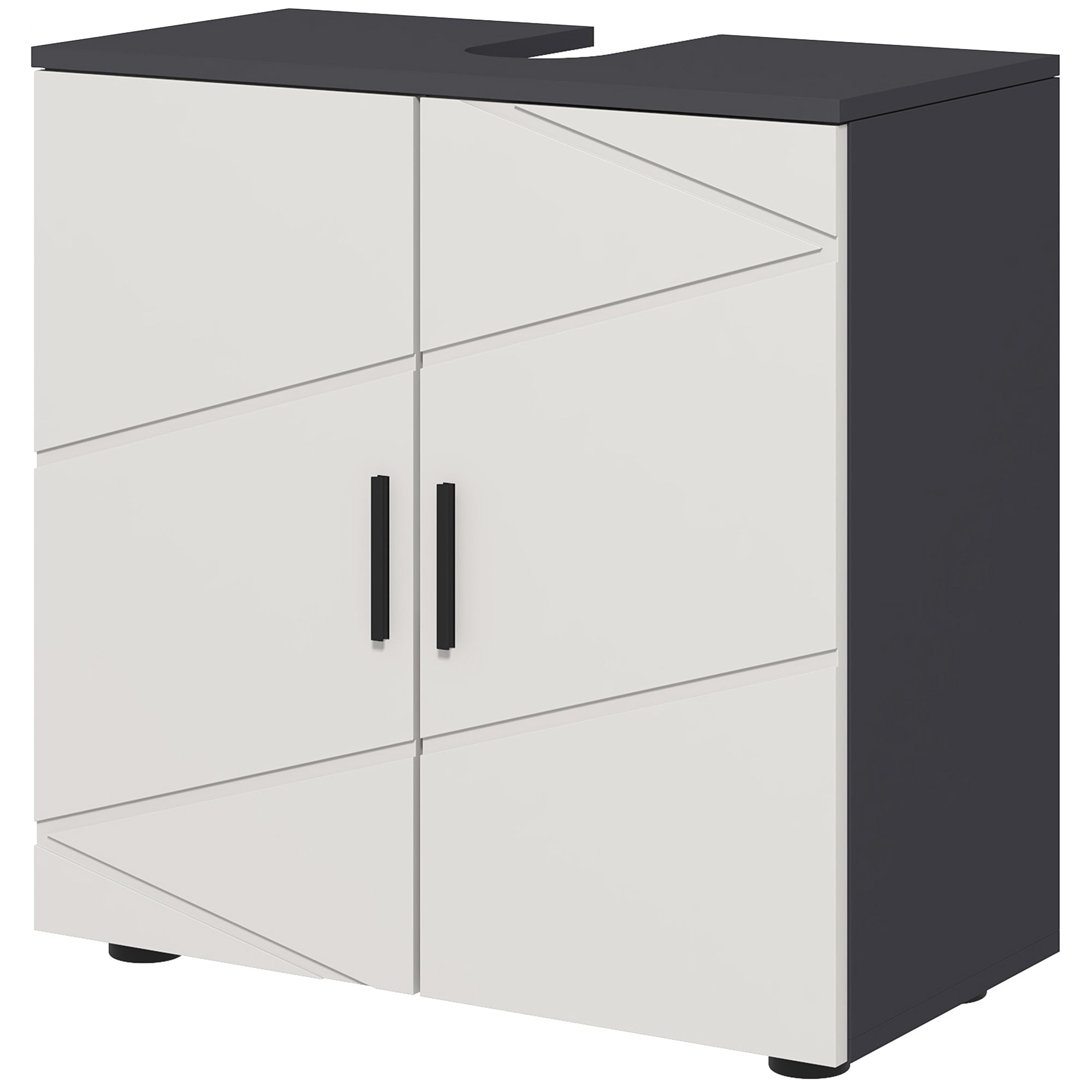 Under Sink Cabinet, Bathroom Vanity Unit, Floor Basin Storage Cupboard with Double Doors and Shelf, 60 x 30 x 60 cm, Light Grey