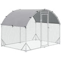 Galvanized Walk-In Chicken Run Coop with Water-Resist Cover 2.8x1.9x2m - Silver