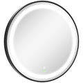 Dimmable Round LED Bathroom Mirror with 3 Temperature Colours Hardwired - Black