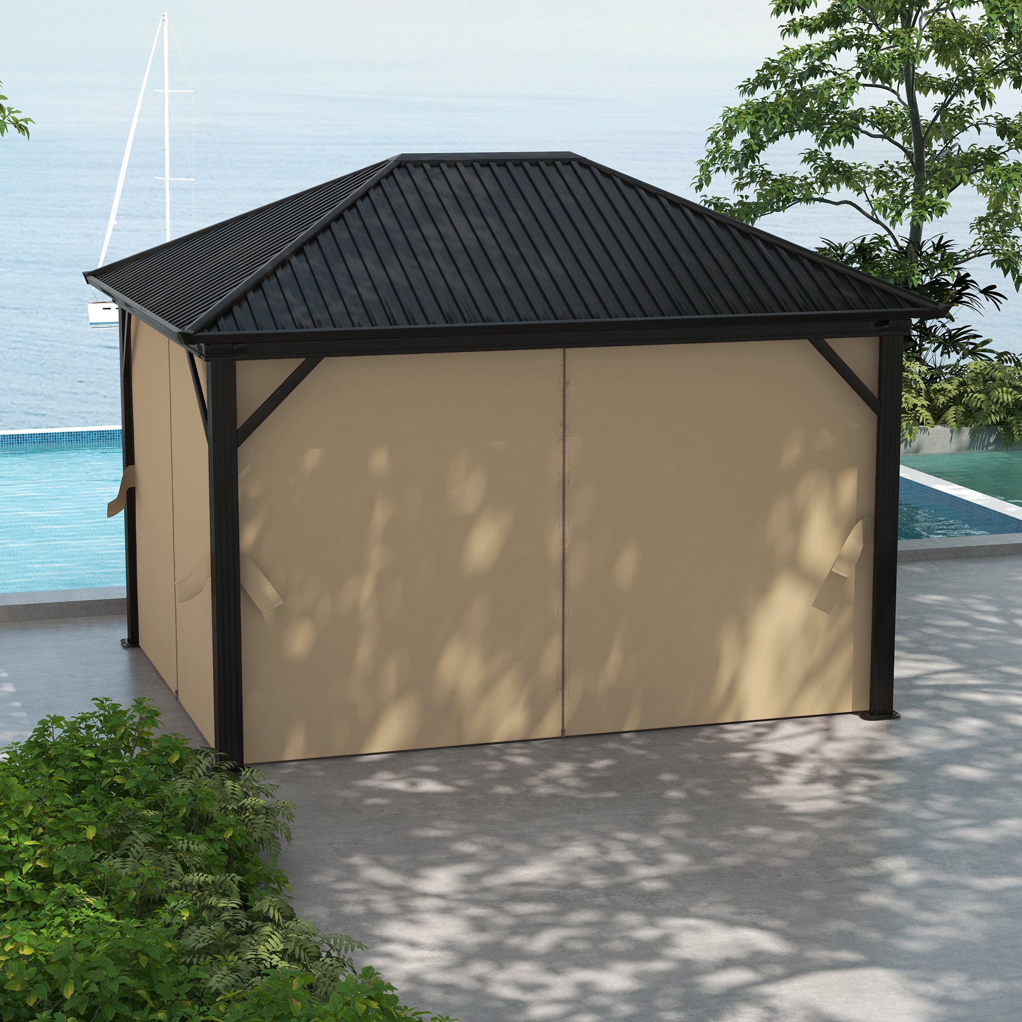 3.6 x 3m Aluminium Frame Hardtop Gazebo, with Accessories