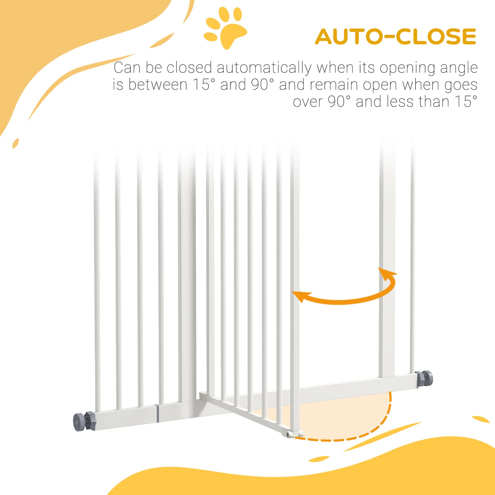 Metal Pet Safety Gate Dog Gate Folding Fence, White