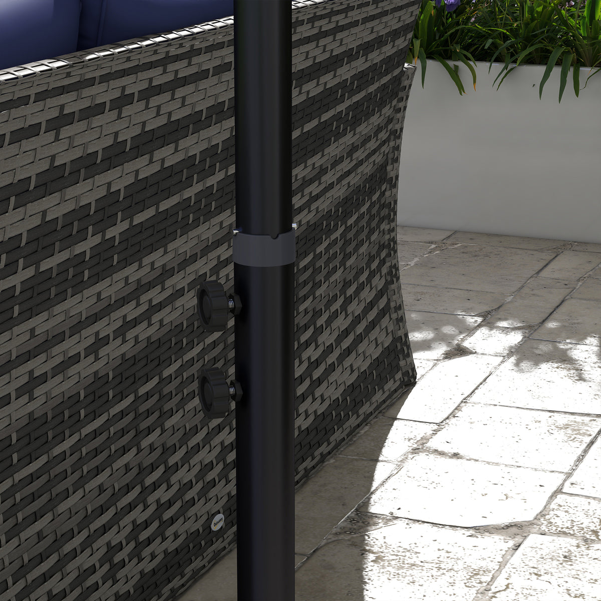 3x2m Rectangular Cantilever Parasol with Crank Handle and Cross Base - Grey