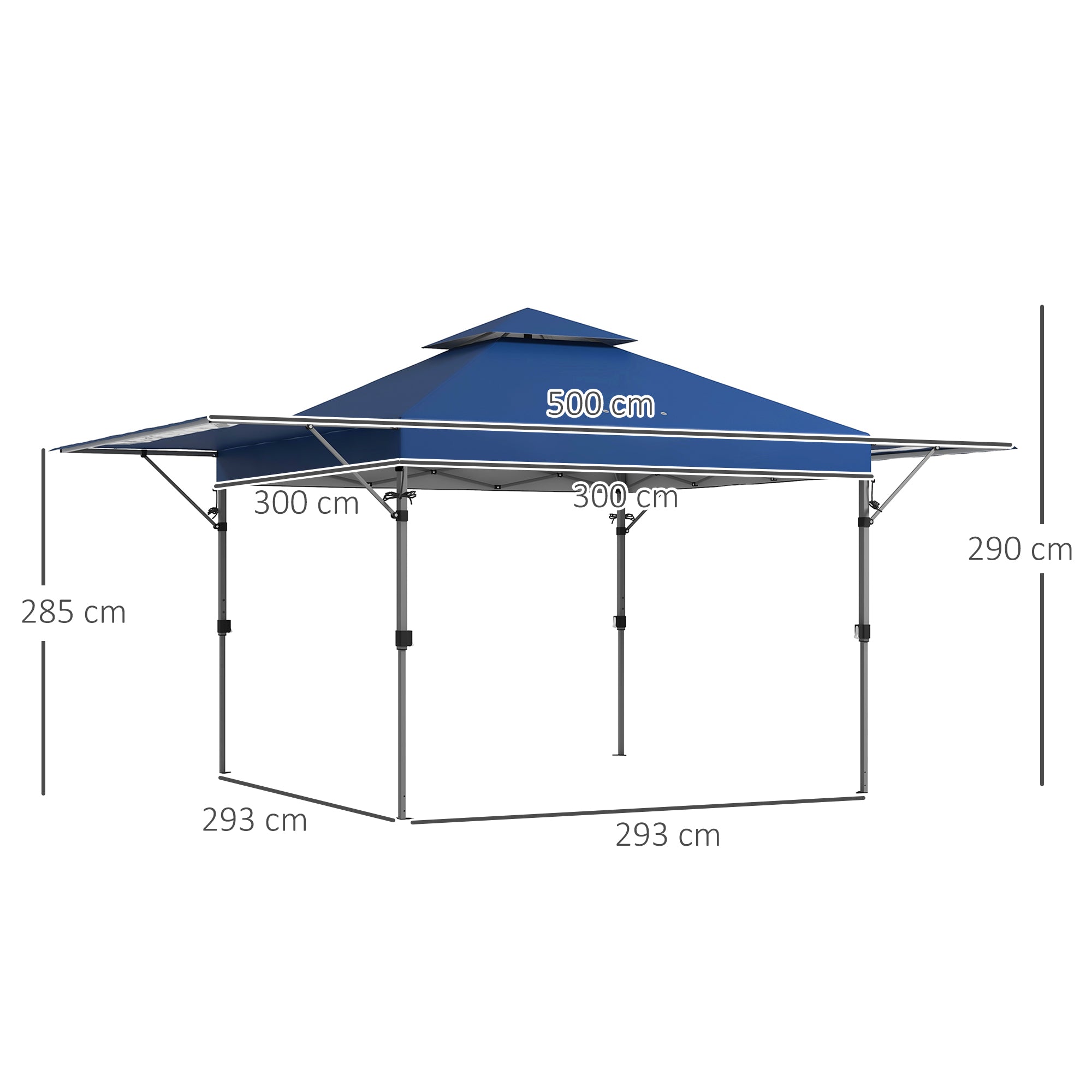 Large Pop Up Gazebo with Dual Awnings - Blue
