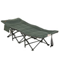 Foldable Padded Sun Lounger with Cup Holder and Carry Bag - Grey