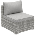 1 Seater Rattan Outdoor Sofa with Cushions - Light Grey